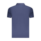 Fila blue cotton men's polo shirt displayed flat, featuring a classic collar and short sleeves.
