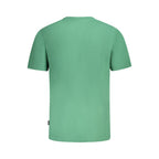 Green cotton men's T-shirt by Fila with a classic crew neck and short sleeves, displayed on a neutral background.