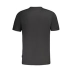 Black cotton men's T-shirt by Fila with a classic fit and subtle branding, displayed flat on a white background.