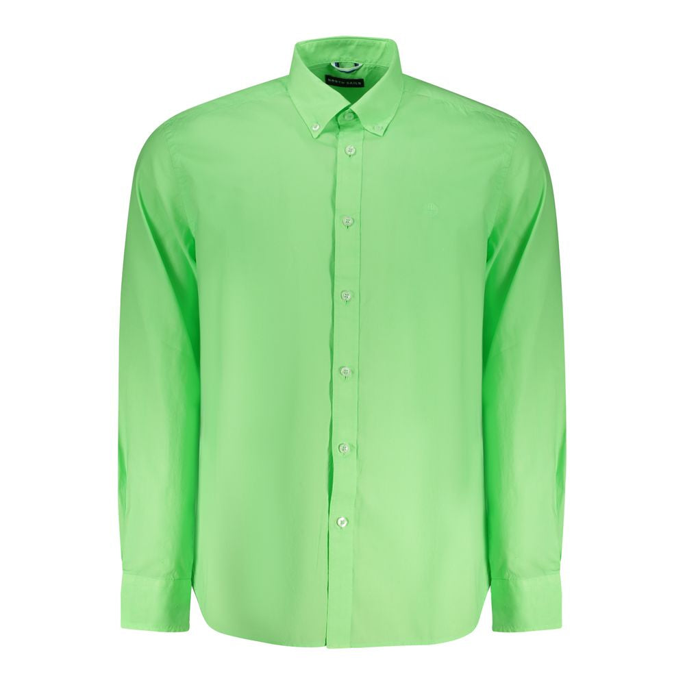 North Sails Verde cotton men's shirt with a classic collar and button-front, displayed on a hanger.
