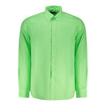 North Sails Verde cotton men's shirt with a classic collar and button-front, displayed on a hanger.
