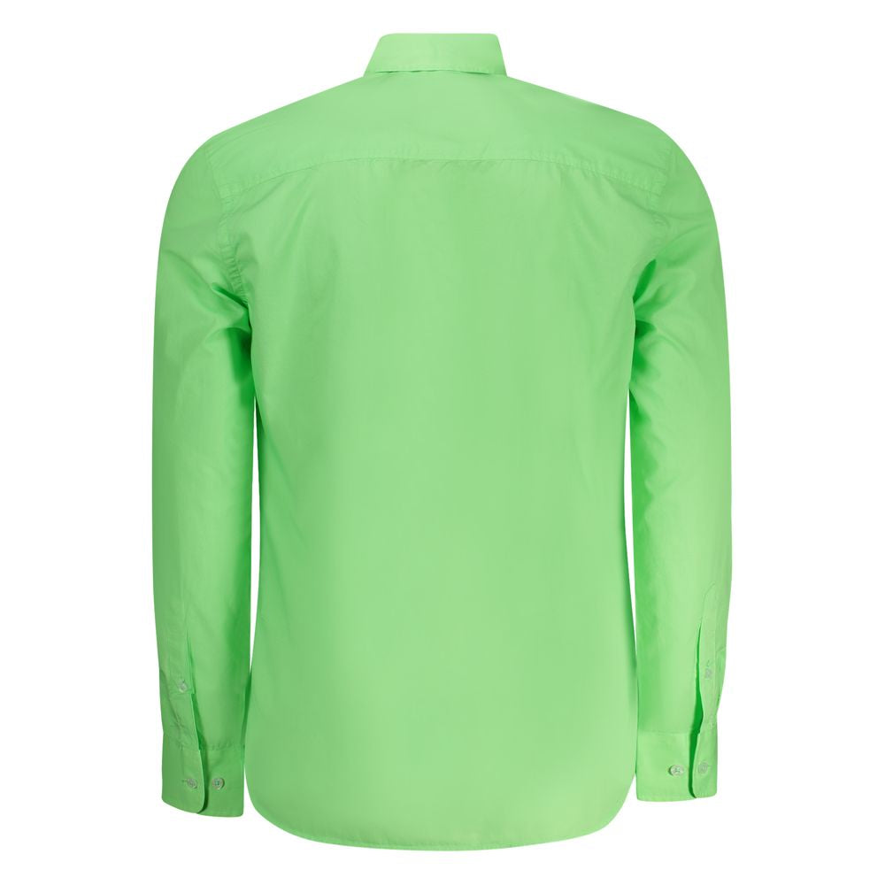 North Sails Verde Cotton Men’s Shirt shown in a close-up image, featuring a classic fit and green color.