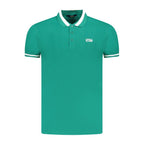 Cavalli Class Verde cotton men's polo shirt with a classic collar and short sleeves, featuring subtle branding details.