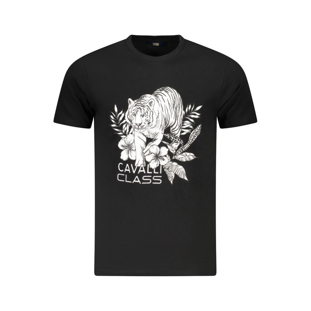Cavalli Class Black Cotton Men T-Shirt Cavalli Class