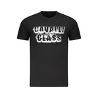 Black Cavalli Class cotton men's T-shirt displayed flat, showcasing the classic crew neck and minimalist design.
