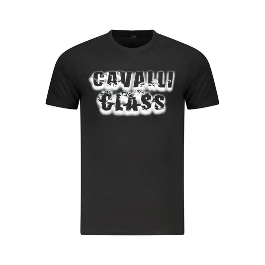Cavalli Class Black Cotton Men T-Shirt Cavalli Class