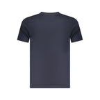 Cavalli Class Blu cotton men's T-shirt with round neckline and short sleeves, featuring a subtle logo detail.