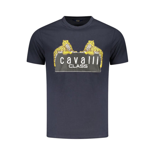 Cavalli Class Blue Cotton Men T-Shirt Cavalli Class