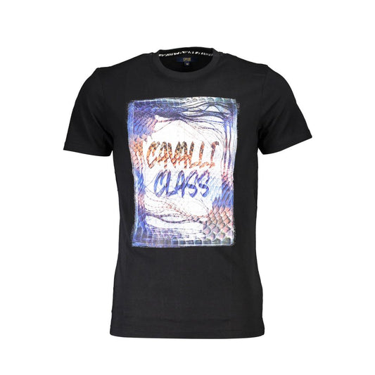 Cavalli Class Black Cotton Men T-Shirt Cavalli Class