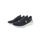 Blue polyester U.S. POLO ASSN. men's sneaker with white sole and lace-up design, showcasing casual athletic footwear.