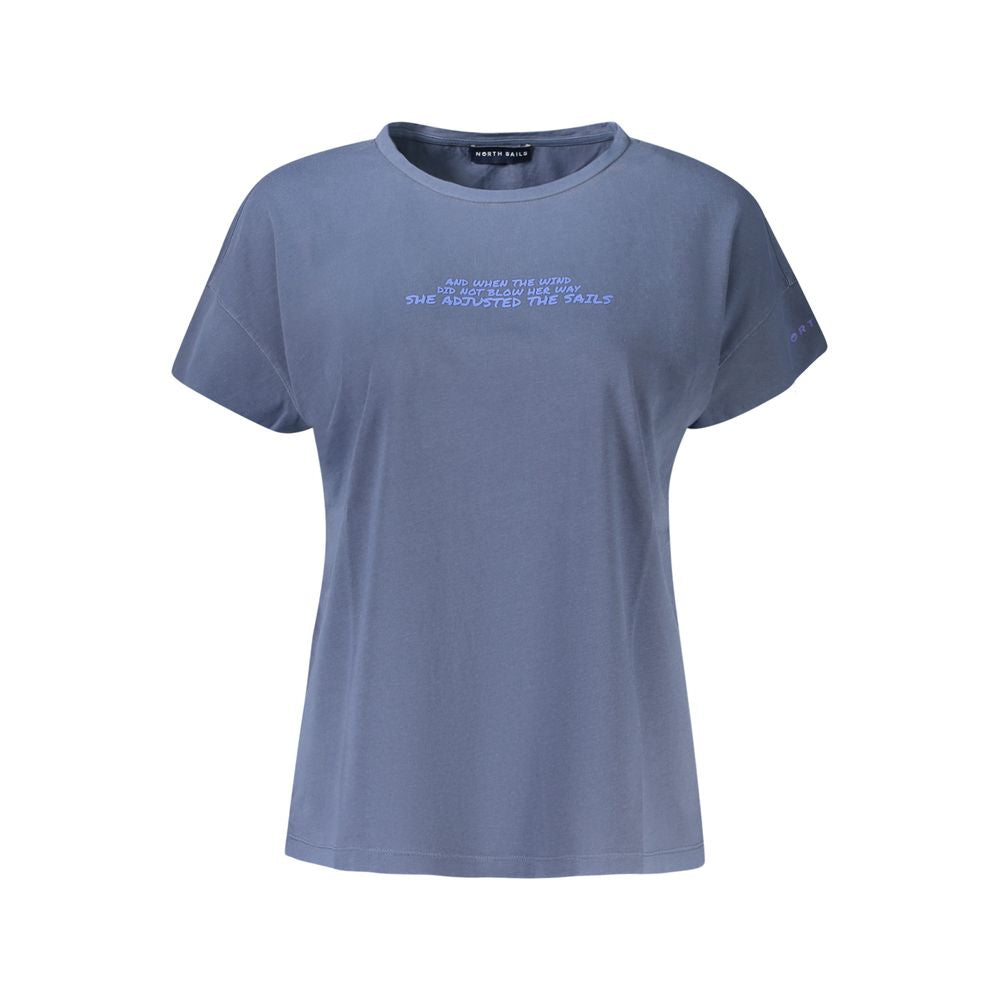 Blue cotton women's T-shirt by North Sails with a casual fit and classic crew neckline.