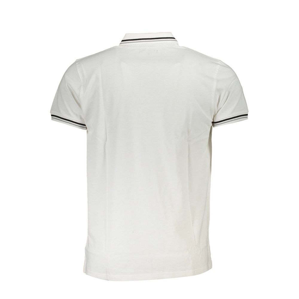 White cotton men's polo shirt by Cavalli Class, featuring a classic fit and subtle branding details.