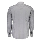 La Martina men's blue cotton shirt with a classic collar and button-down front, tailored fit, and subtle branding details.
