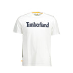 Timberland Bianco Organic Cotton men's T-shirt in white, showing a close-up of the soft fabric and classic fit.