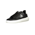 Calvin Klein Nero leather men's sneaker with sleek design and white rubber sole, showcasing stylish casual footwear.