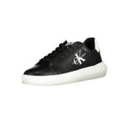 Calvin Klein Nero leather men's sneaker with sleek design and white rubber sole, showcasing stylish casual footwear.