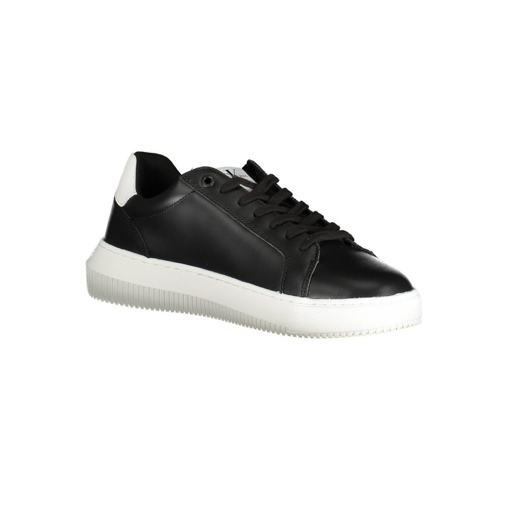 Calvin Klein Nero leather men's sneaker with sleek design and white sole, showcasing stylish casual footwear.