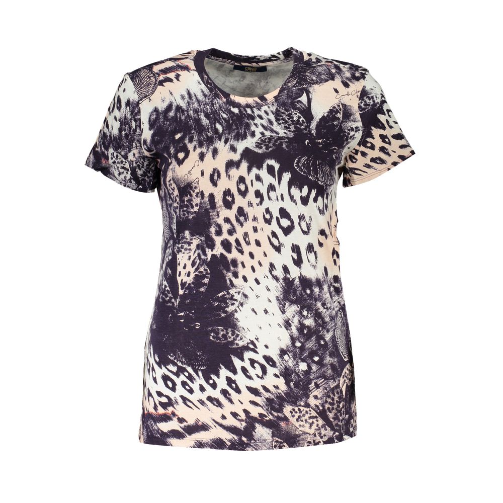 Pink cotton women's T-shirt by Cavalli Class, featuring a classic fit and soft fabric, displayed on a plain background.