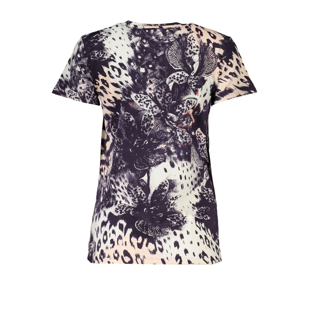 Pink cotton women's T-shirt by Cavalli Class, casual fit with short sleeves and a round neckline.