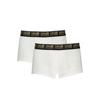 White cotton men's boxer briefs by Cavalli Class featuring a comfortable fit and sleek design.