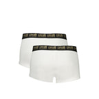 White cotton men's boxer briefs by Cavalli Class featuring a comfortable fit and branded elastic waistband.