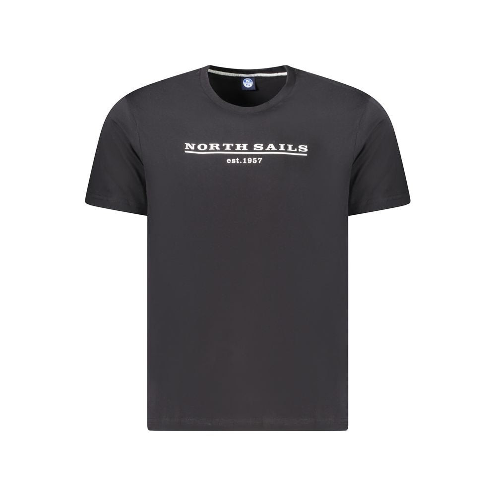 Black North Sails men's cotton t-shirt with crew neck and short sleeves, casual and comfortable for everyday wear.