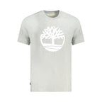 Timberland men's gray cotton T-shirt with a crew neckline, casual fit, and Timberland logo detail on the front.