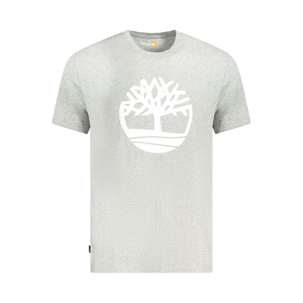 Timberland men's gray cotton T-shirt with a crew neckline, casual fit, and Timberland logo detail on the front.