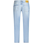 Calvin Klein Azzurro cotton men's jeans with classic five-pocket design and slim fit, shown on a model.