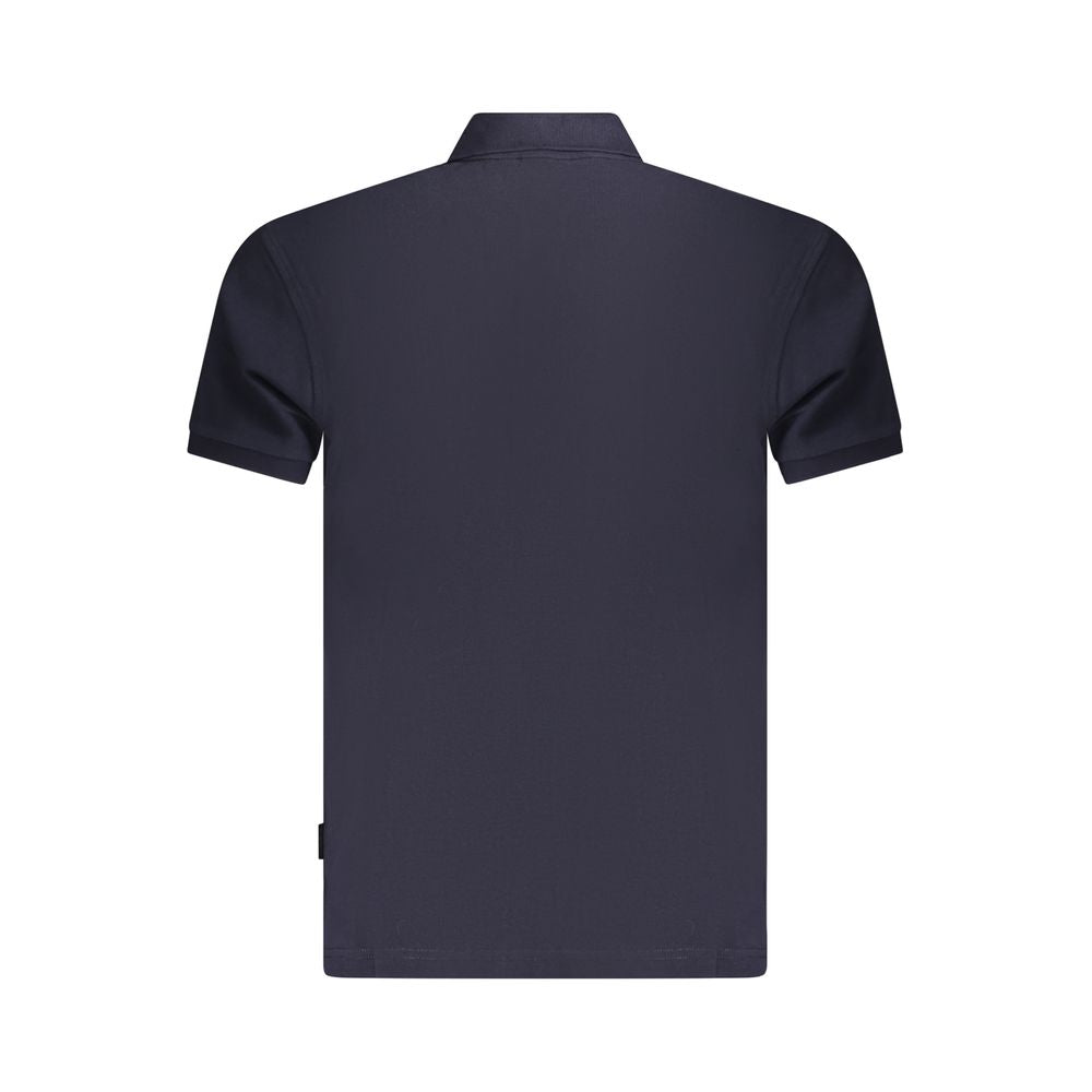 Men's Napapijri cotton polo shirt in blue with a classic collar and short sleeves, featuring subtle branding details.