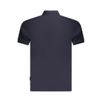 Men's Napapijri cotton polo shirt in blue with a classic collar and short sleeves, featuring subtle branding details.