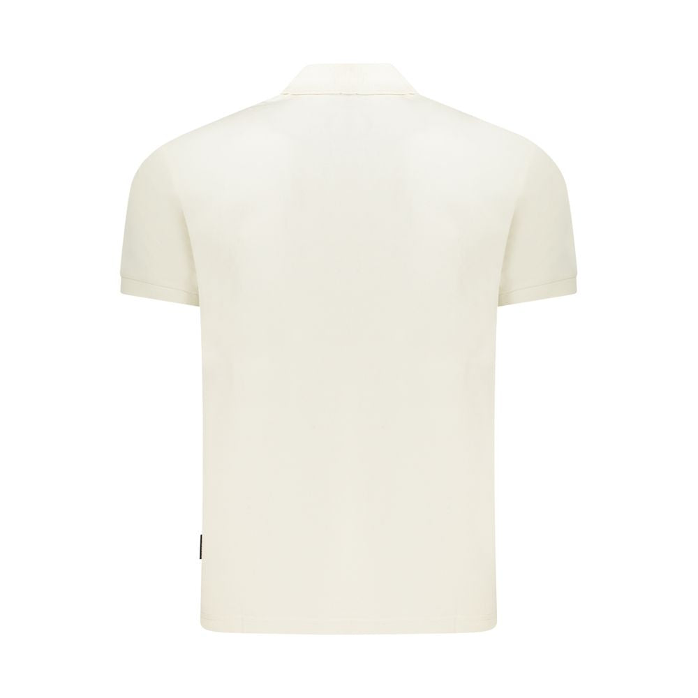 White cotton men's polo shirt by Napapijri featuring a classic fit and collar, shown on a plain background.