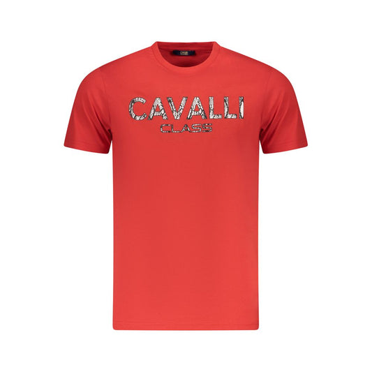 Cavalli Class Red Cotton Men T-Shirt Cavalli Class