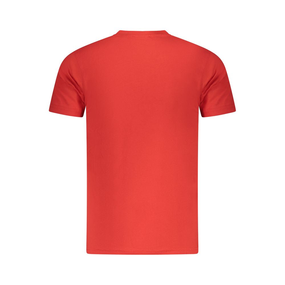 Cavalli Class Rosso cotton men's T-shirt with a crew neckline and short sleeves, featuring a simple, stylish design.