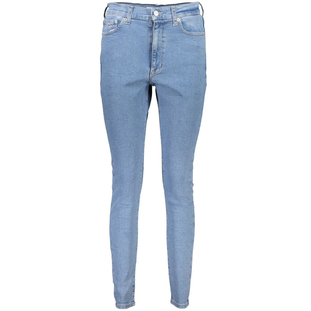 Tommy Hilfiger Azzurro cotton women's jeans with classic five-pocket design and straight fit, in light blue denim.