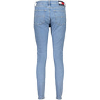 Tommy Hilfiger Azzurro cotton women's jeans with classic five-pocket design and belt loops, in a light blue wash.