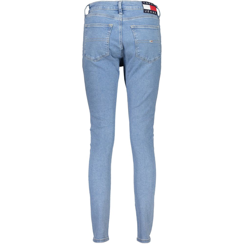 Tommy Hilfiger Azzurro cotton women's jeans with classic five-pocket design and belt loops, in a light blue wash.