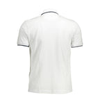 White cotton men's polo shirt by La Martina with a classic collar and short sleeves, displayed flat on a neutral background.