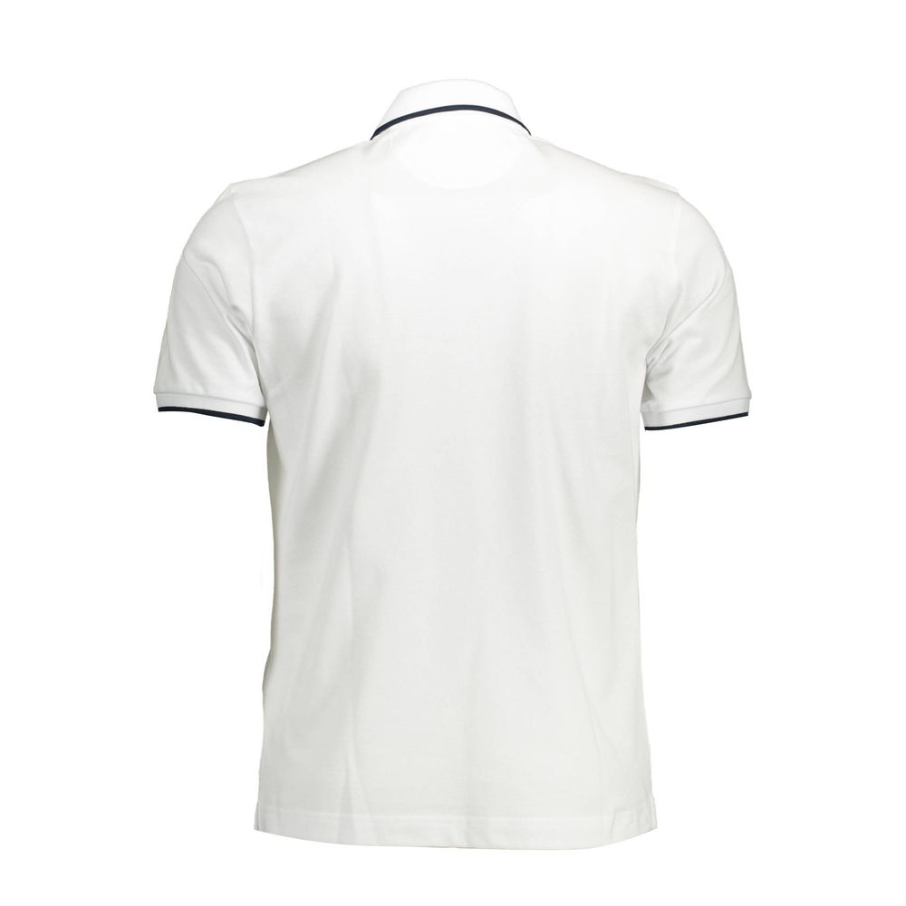 White cotton men's polo shirt by La Martina with a classic collar and short sleeves, displayed flat on a neutral background.