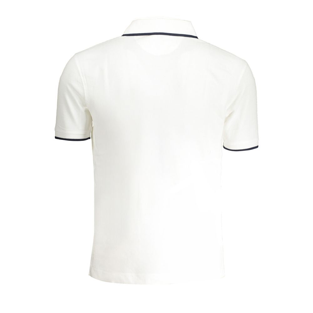 White cotton men's polo shirt by La Martina with a classic collar and short sleeves, displayed flat on a neutral background.