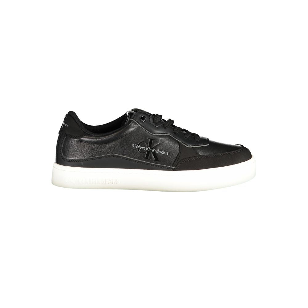 Calvin Klein Nero black polyurethane men's sneaker with sleek design and white sole, casual and stylish footwear.