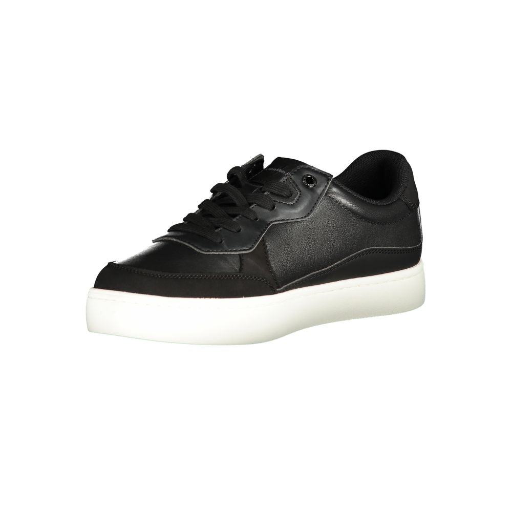 Calvin Klein Nero polyurethane men's sneaker with sleek design and white sole, casual footwear for everyday wear.