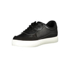 Calvin Klein Nero polyurethane men's sneaker with sleek design and white sole, casual footwear for everyday wear.