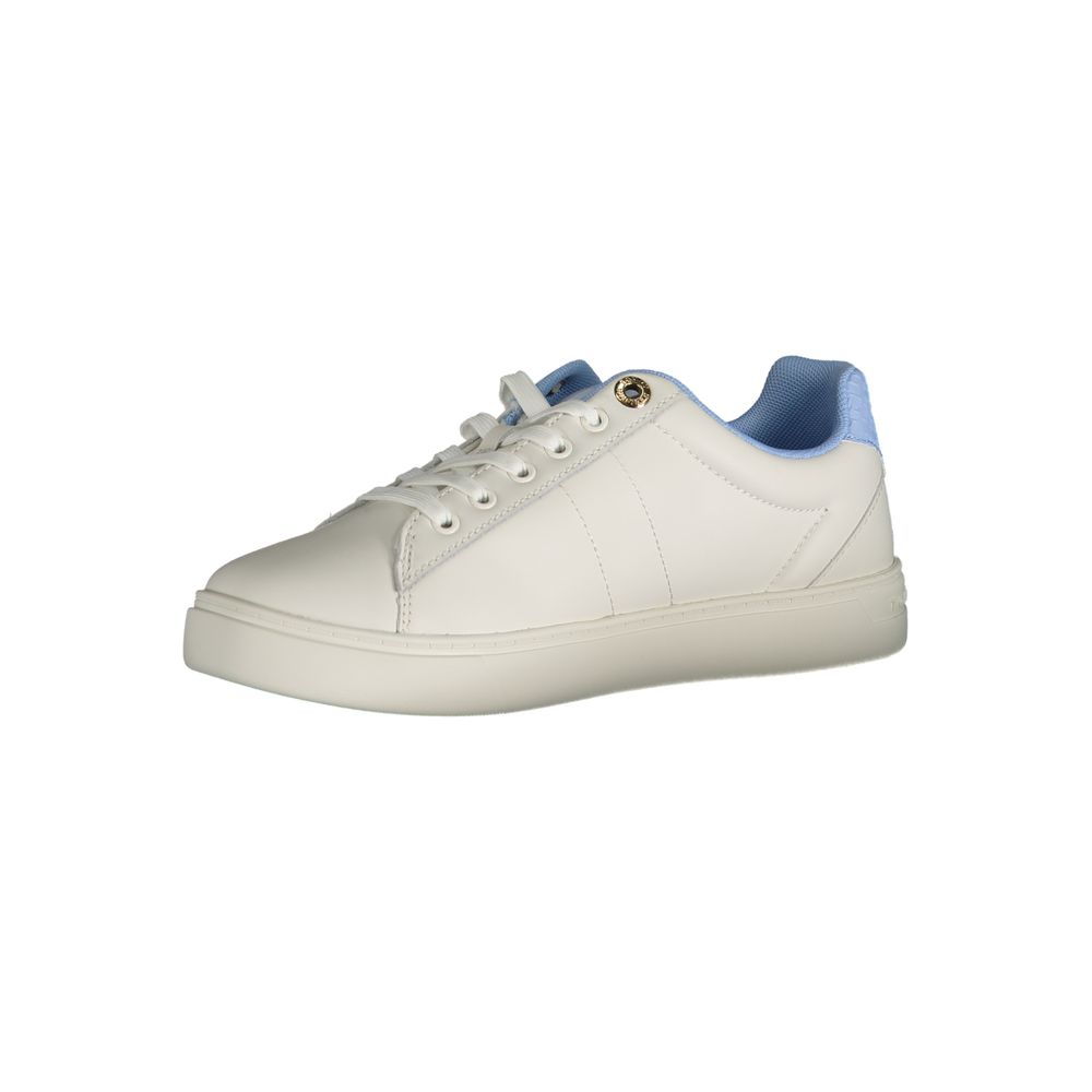 Tommy Hilfiger Azzurro female sneaker with polyurethane upper, white sole, and stylish design.
