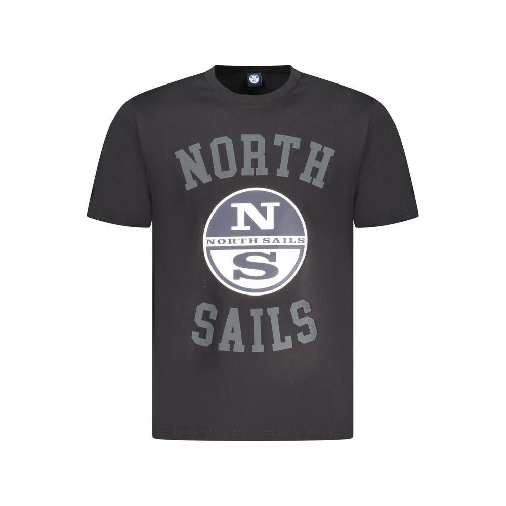 Black cotton men's T-shirt by North Sails, featuring a classic crew neckline and minimalist design.