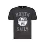 Black cotton men's T-shirt by North Sails, featuring a classic crew neckline and minimalist design.