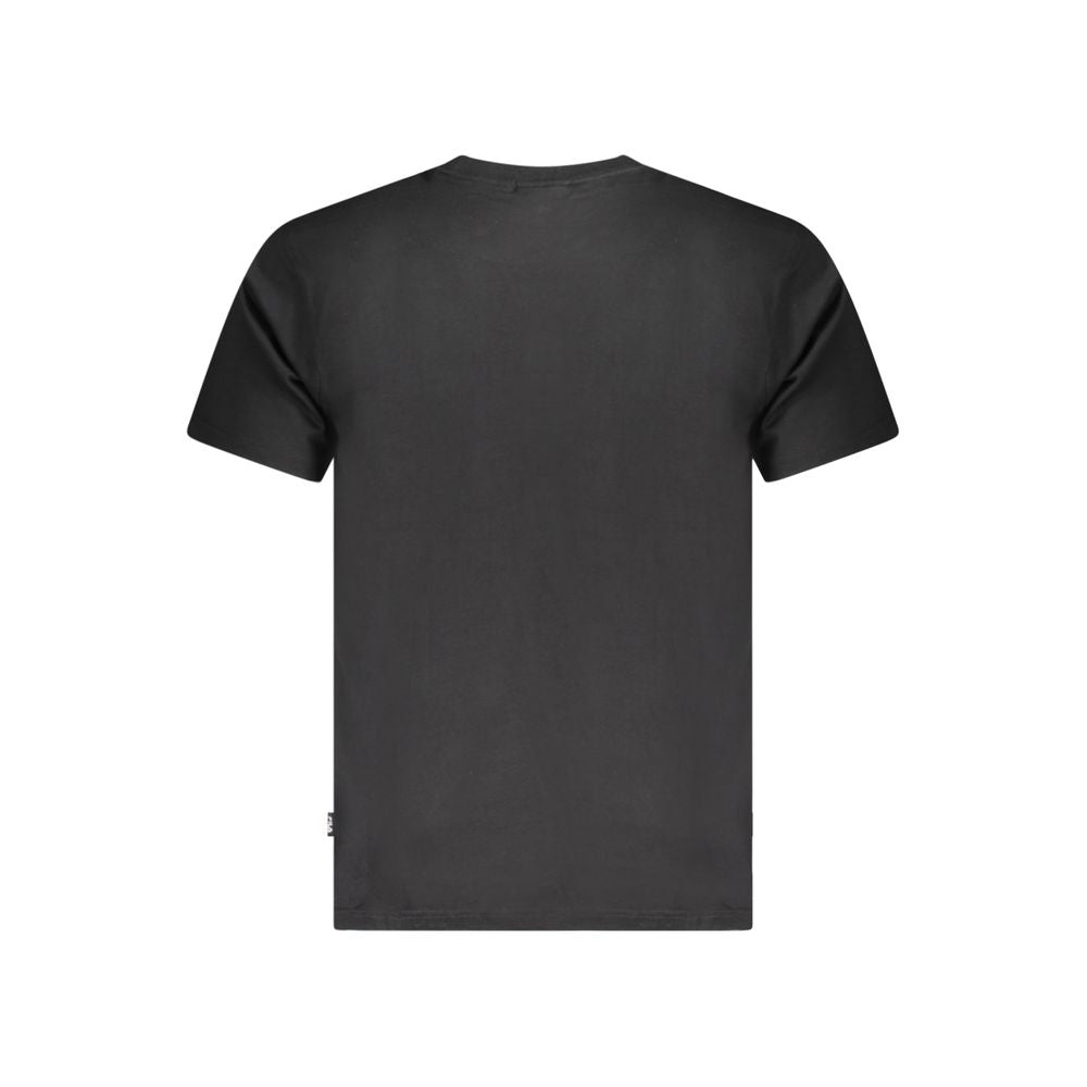 Unisex black cotton Fila T-shirt with crew neck and short sleeves, casual everyday wear.