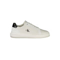 Calvin Klein Bianco polyurethane men's sneakers with white design and sporty style, front view showing laces and sleek silhouette.