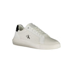 Calvin Klein Bianco polyurethane men's sneaker with white design and sporty laces, casual footwear for everyday wear