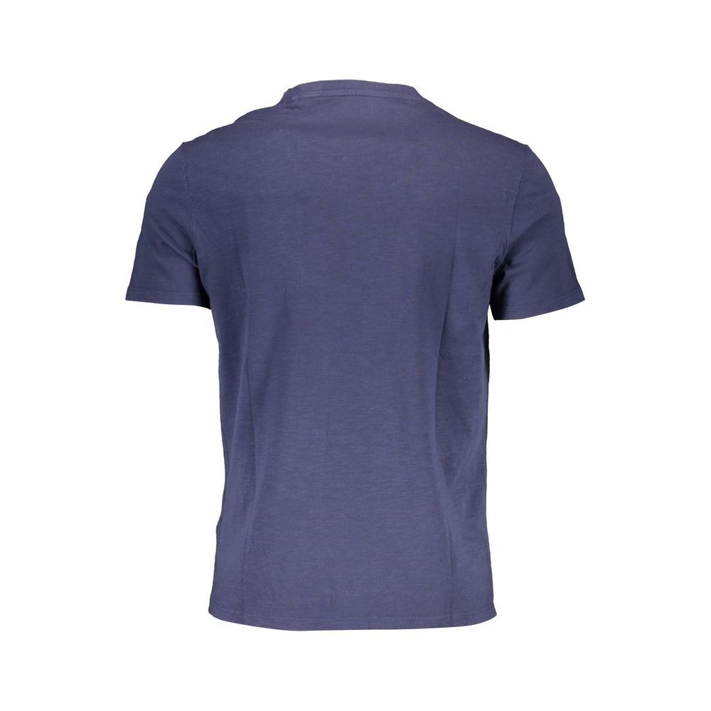 Blue Guess Jeans men's shirt made from organic cotton, featuring a classic fit and casual style with button-up front.